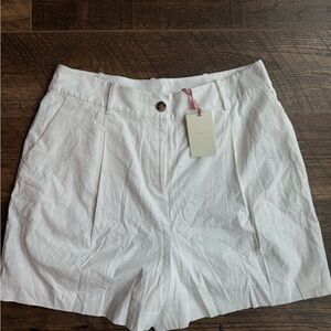 White Women's Linen Tailored Shorts